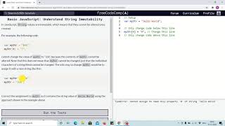 Famous Lesson 32 - understanding string immutability - freecodecamp Lessons Profile