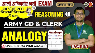 Join Reasoning ( Analogy ) Live Class for Army GD/Clerk Exam 2023 – MKC
