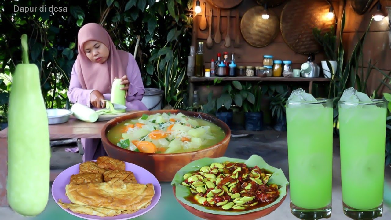 SOP oyong! Sambal pete terasi,Telur dadar,Tempe goreng,Minuman segar, menu buka puasa 