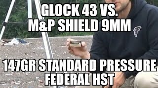 Glock 43 vs. Smith and Wesson M&P Shield 147gr HST Chrongraph