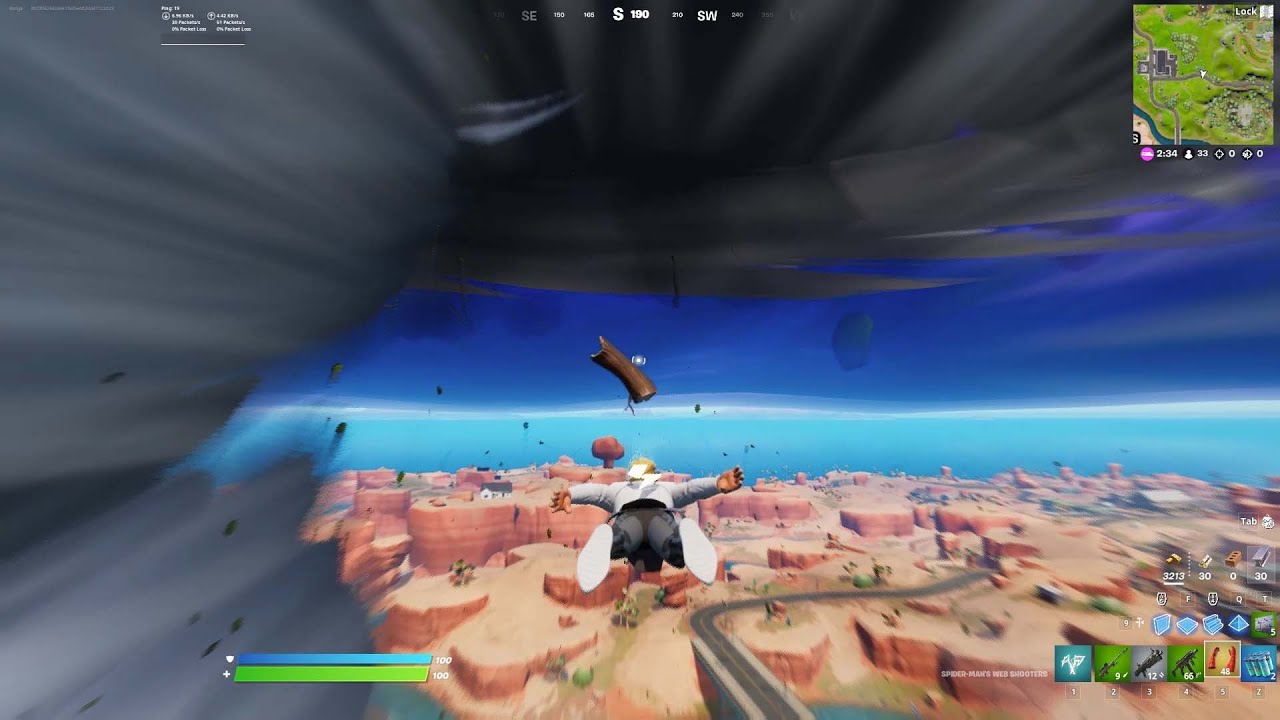 How to travel 100 meters while flying around a tornado in Fortnite