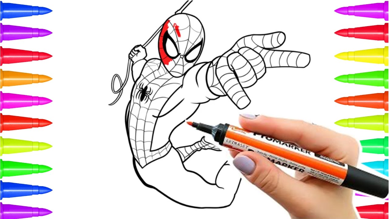 Coloring pages Spiderman to color and draw for Kids | Draw and