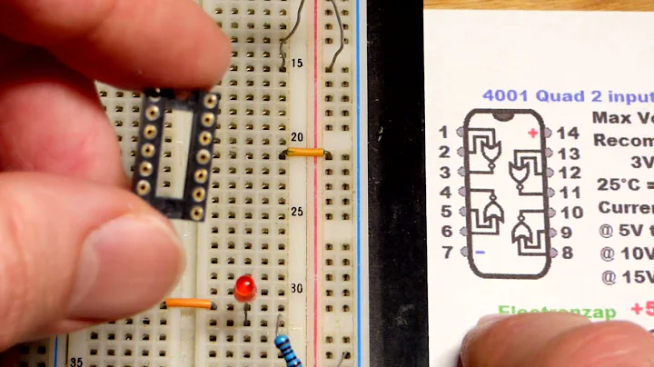 4001 IC CD4001 integrated circuit quad 2 input NOR logic gate DIY electronics demo circuit