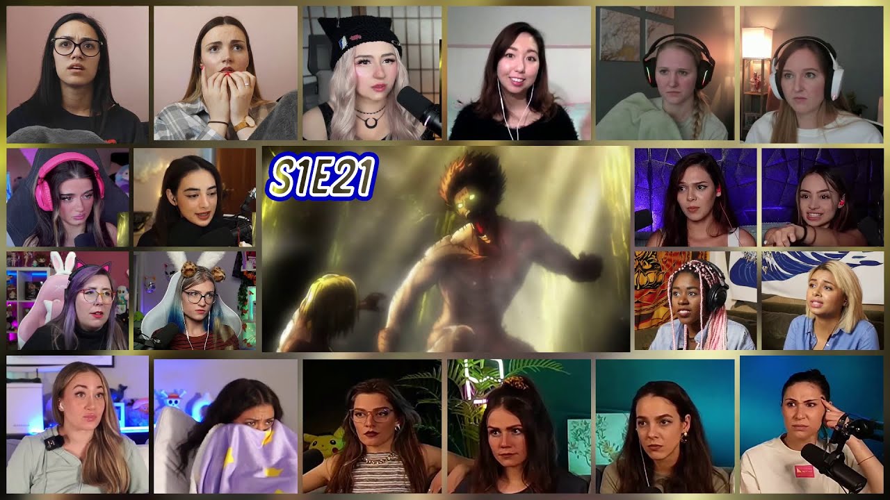 Attack on Titan Season 1 Episode 21 Girls Reaction Mashup |  進撃の巨人