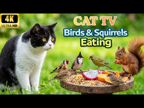 Cat TV 🐦 Feathered Friends for Cat Relaxation 🐿️ 4 Hour Nature Retreat for Cozy Cat Naps