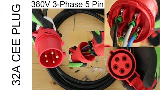 Wiring up 380V 3-Phase 32 amp Plug and Socket (the red plug)