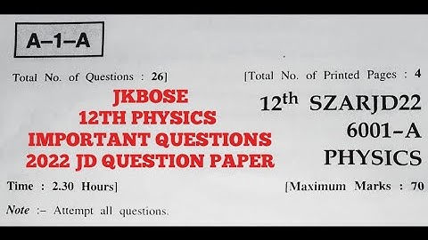 12th class Physics paper 2022| jammu division | Physics | jkbose 12th physics paper | #jkbose