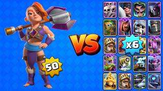 LVL 50 EVO VALKYRIE vs ALL CARDS X6 | Clash Royale