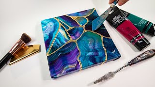 EASY PAINTING RELAXING DEMO | galaxy &quot;kintsugi&quot; abstract art