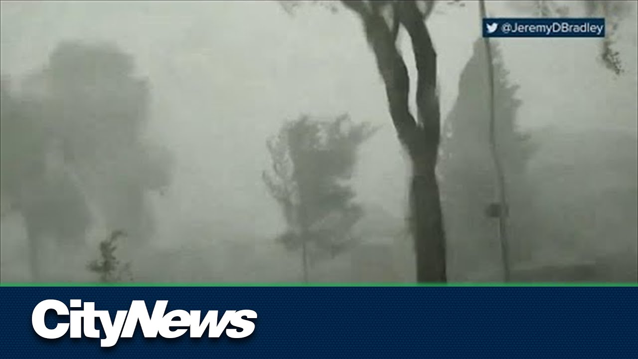 Clean up underway following quick, but violent storm in Winnipeg - YouTube