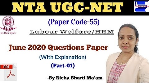 NTA UGC-NET Labour Welfare/HRM Previous Year Question Paper with Solution by Richa Bharti ma