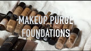 MAKEUP PURGE 2016 | DECLUTTERING My TAN/OLIVE Foundations for Dry/Normal Skin