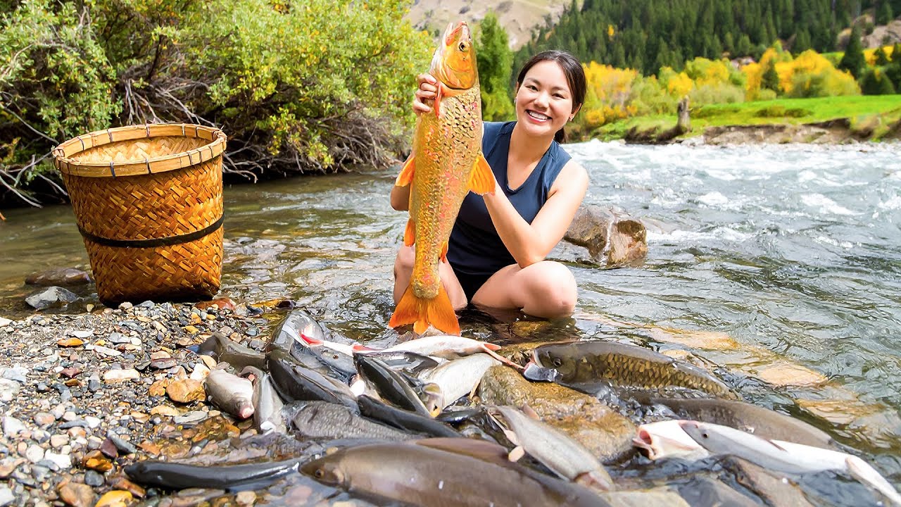 72 Hours Harvesting Giant Golden Fish 🐟 Amazing Countryside Catch & Survival Skills!