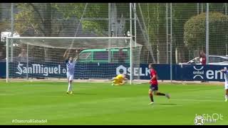 David Rabadán, gol y asistencia, en el triunfo del Osasuna B ante el Sabadell. 14/04/2024