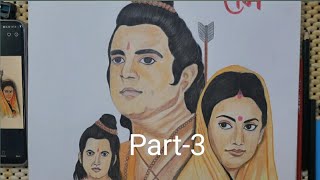 Complete sketch of Ram,Laxman and Sita, how to use colour pencils in sketch
