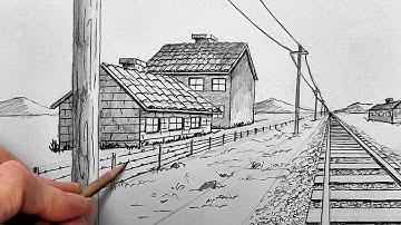 Learn How to Draw a RAILWAY TRACK in One-Point Perspective Step by Step | Perfect for Beginners!