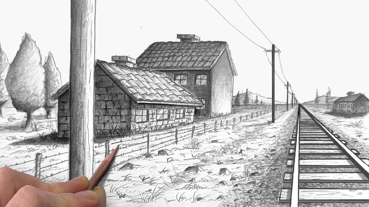 Track Drawing Examples How to Draw TRAIN TRACKS in One-Point Perspective | Easy Beginner ...