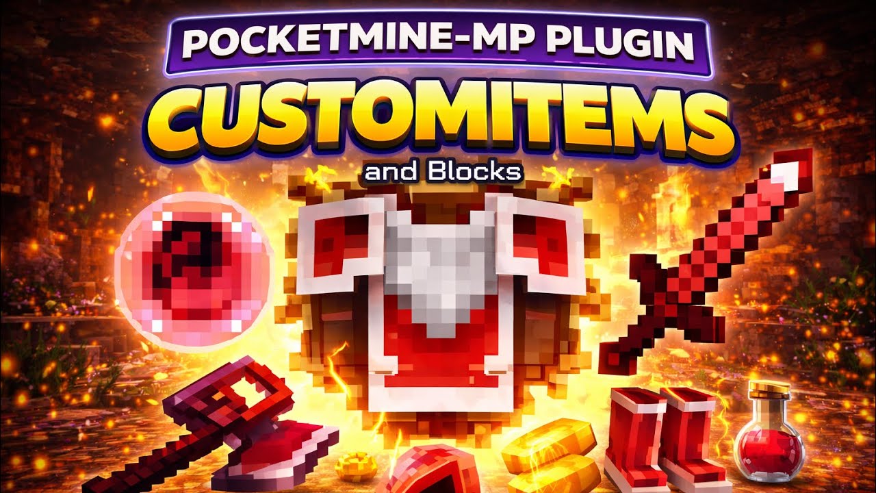 Custom Items & Blocks Plugin for PocketMine - YouTube