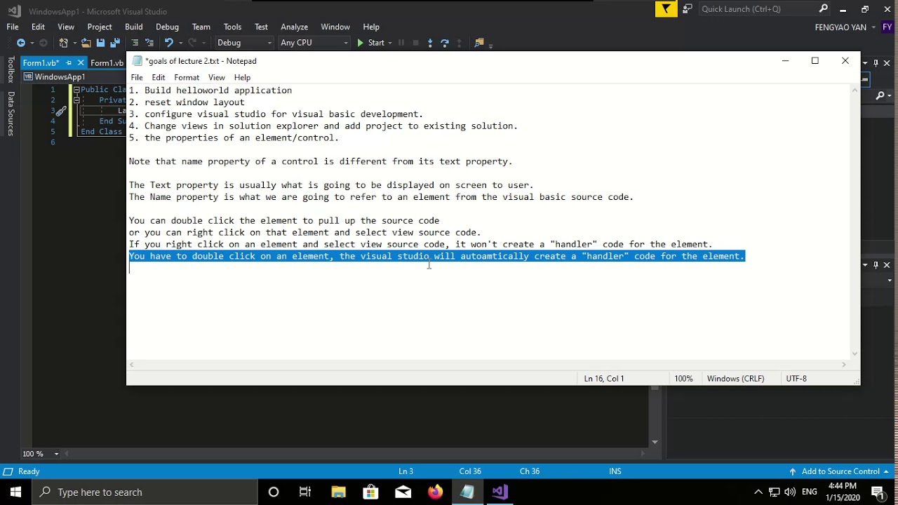 Configure visual studio for visual basic your first hello world app and ...