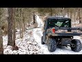 Winter UTV trail Riding Polaris Ranger XP 1000 Northstar & Icy roads