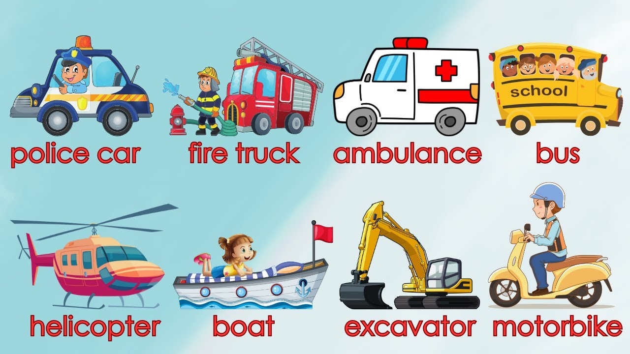 Means Of Transportation | Học tên các loại xe cộ bằng tiếng Anh | Vehicles | Oh Vui Kids