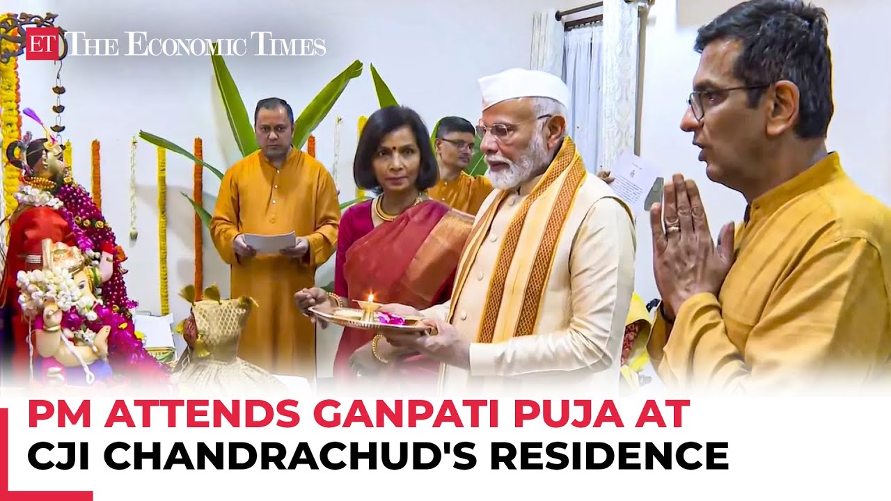 PM Modi attends Ganpati Puja at CJI DY Chandrachud's residence in Delhi ...