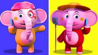 Слонята Качались На Гамаке | Песни животных | 3D потешки для детей - @HooplaKidzRusskij