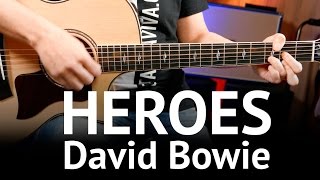 Video thumbnail of "Heroes - David Bowie Guitar chords cover on guitar ( How to play )"