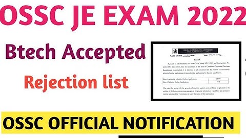 Ossc je exam date/Ossc je  exam /Ossc je rejection list/Ossc je job update.
