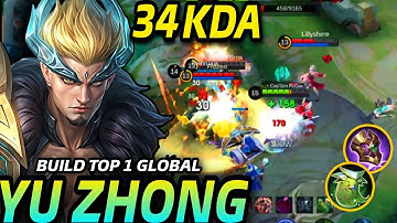 Almost SAVAGE!! Yu Zhong Beast Mode Insane 34 KDA!! - Build Top 1 Global Yu Zhong ~ MLBB