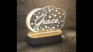 Custom Night Light with your child's name engraved. Lasts for 50000 hours.