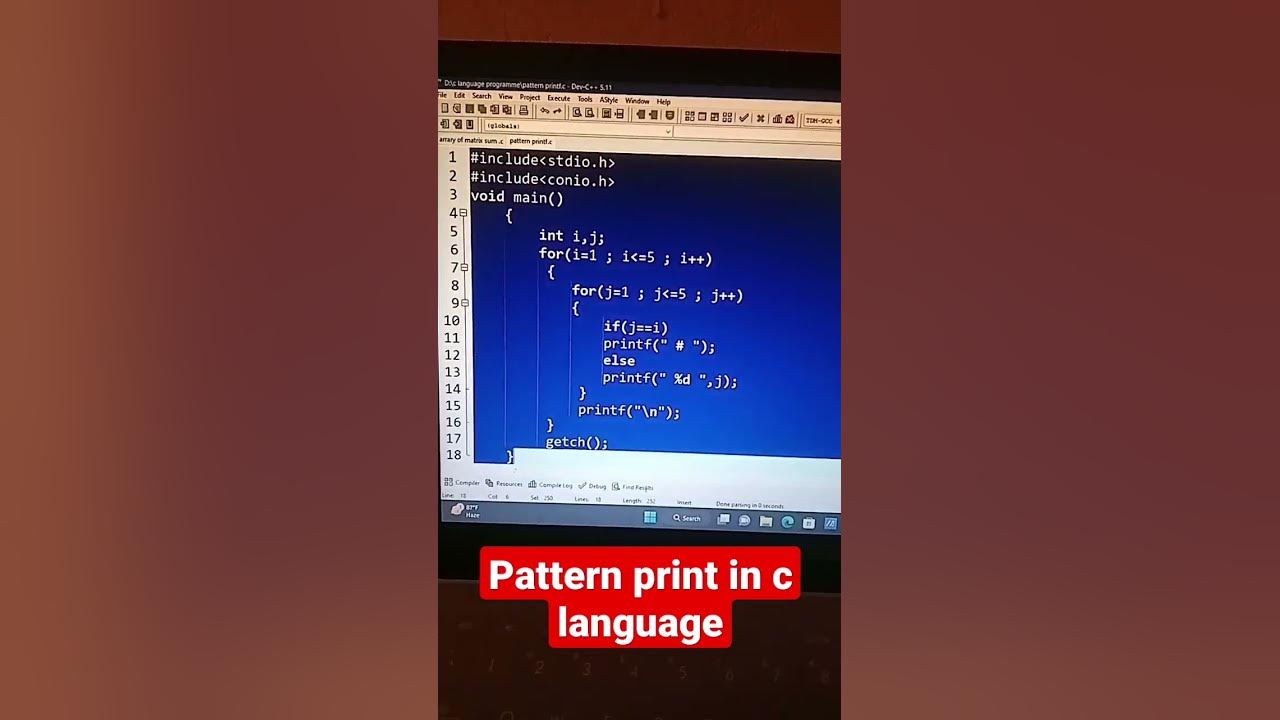 pattern print in c language 2023 #shorts #short - YouTube