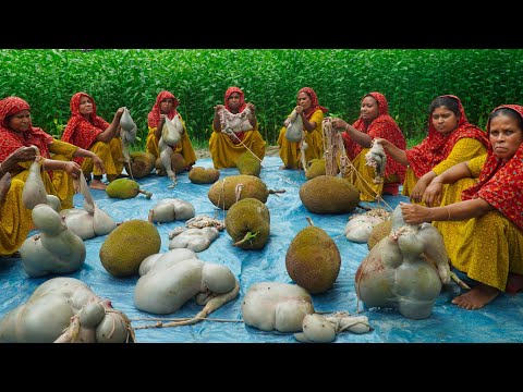 Intestine Cooking with Raw Jackfruit - Different Style Cow Intestine Curry - Delicious Village Food