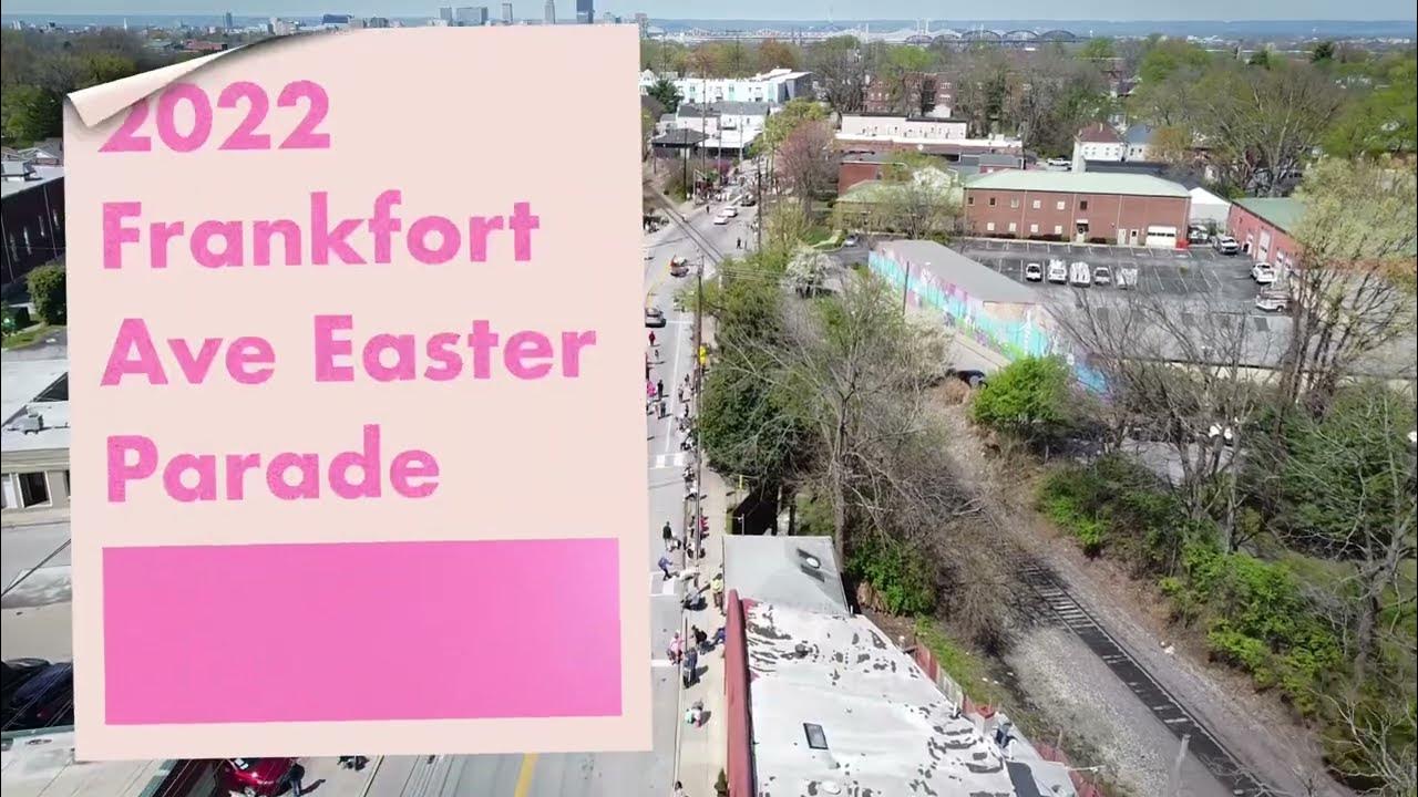 Aerial view of 2022 Frankfort Ave Easter Parade & Downtown Louisville