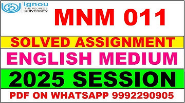 MNM 011 solved assignment 2025 in English || MNM 011 solved assignment 2025 || ignou MNM011 2025