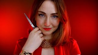 ASMR - Flirty stylist cuts your hair (layered sounds + personal attention)