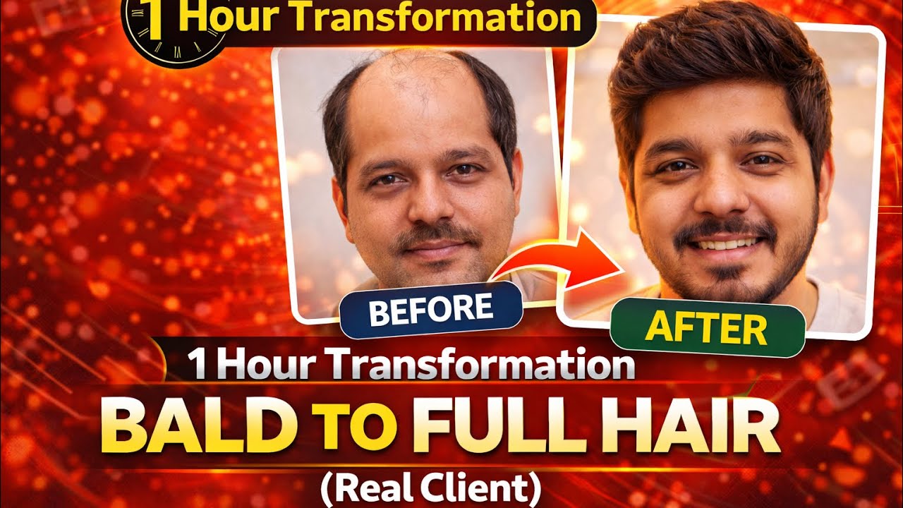 1 Hour Transformation – Bald to Full Hair😍 | Real Client Hair Patch Result