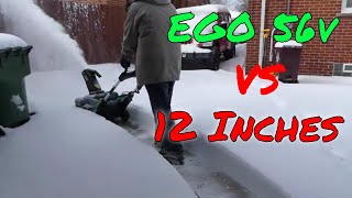 The Ego 56v Snow Blower VS Deep Snow - 12 Inches & 2 Foot Drift!