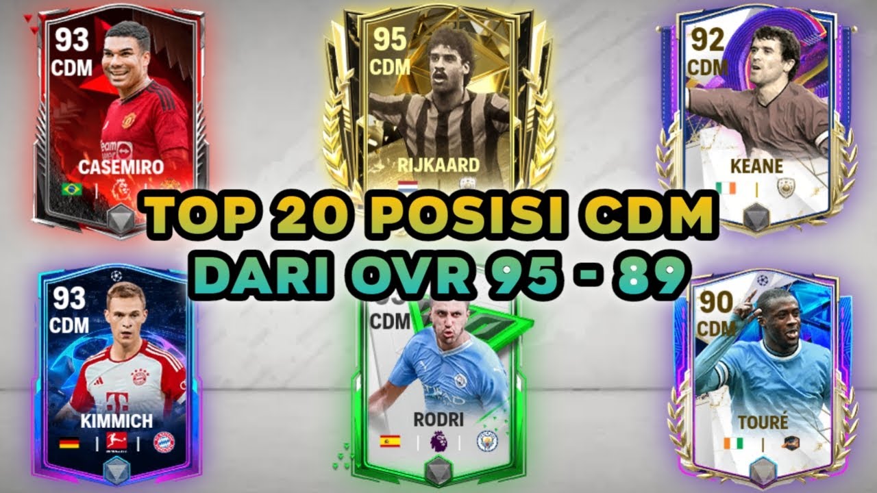 REKOMENDASI TOP 20 POSISI CDM DARI OVR 95 - 89 - FC MOBILE 24 - YouTube