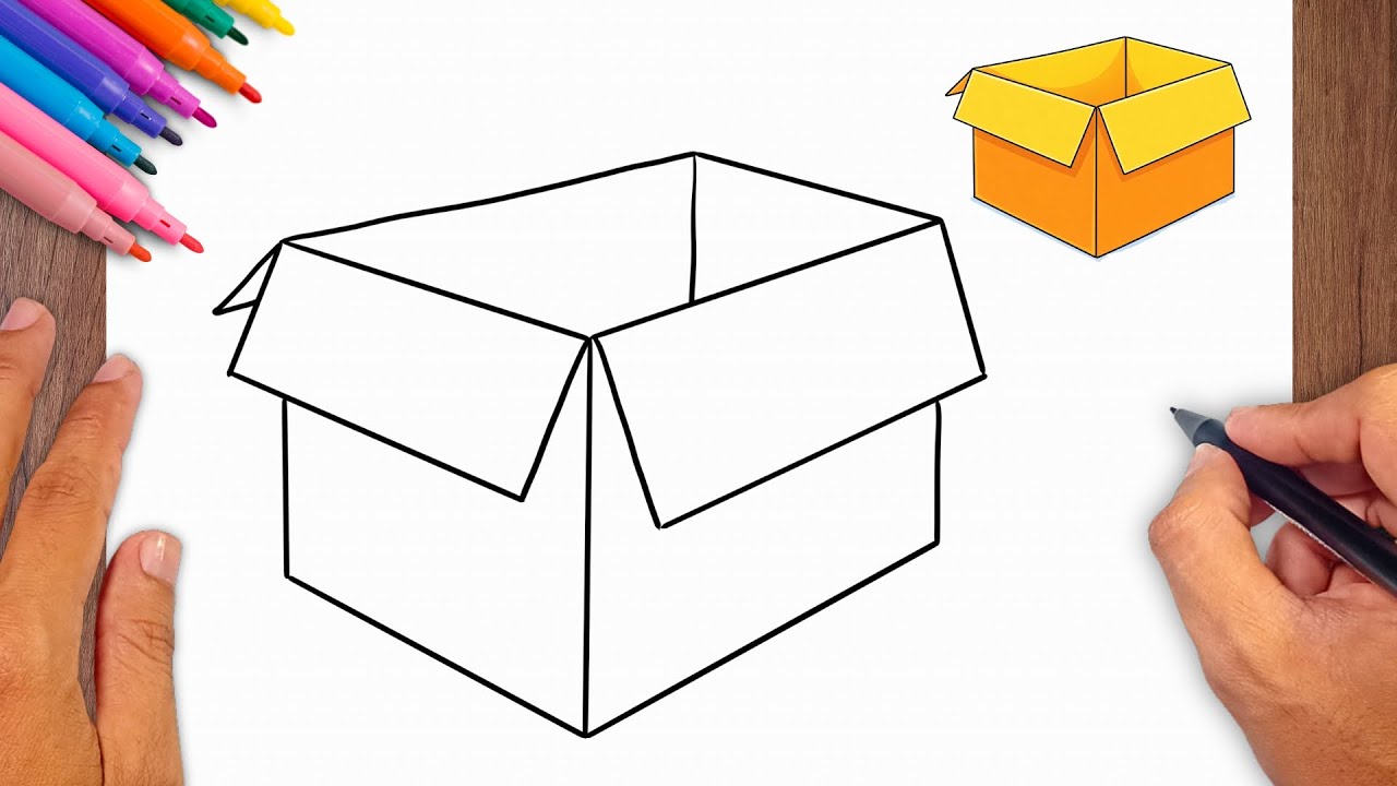 How to draw Opened Cardboard - Easy Drawing for Kids & Beginners