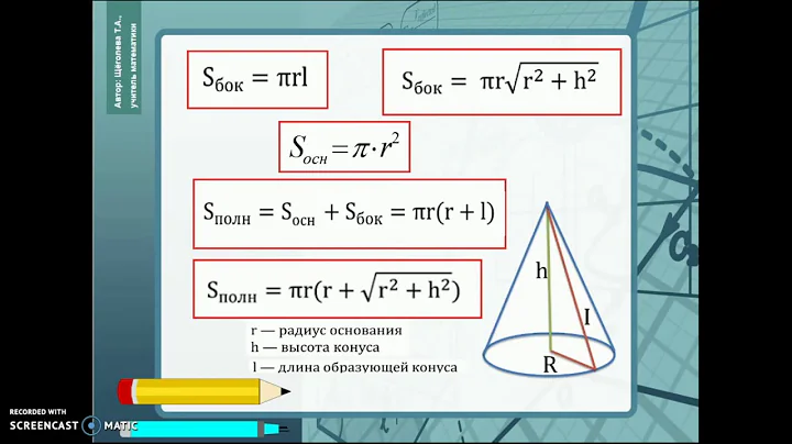 Задача  Площадь поверхности конуса