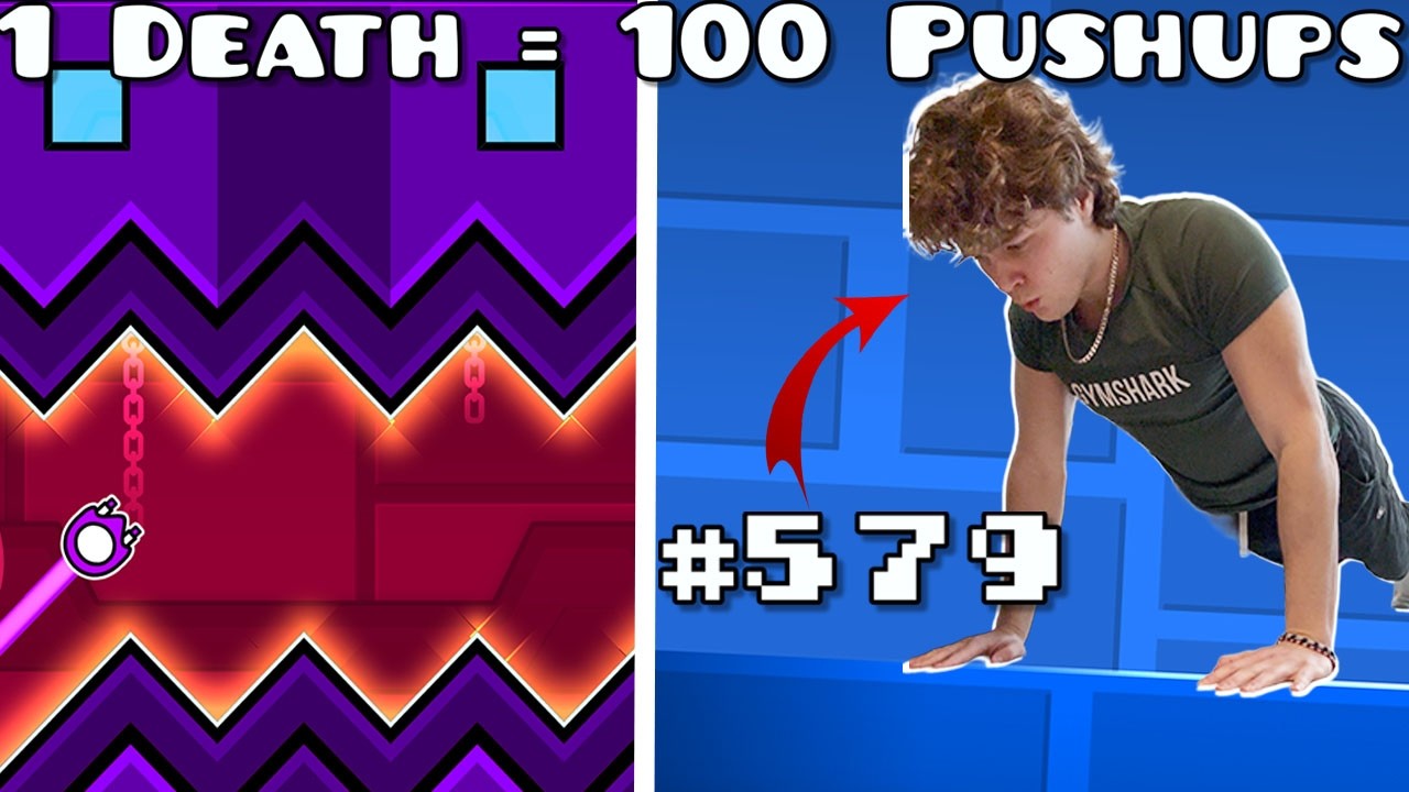 1 DEATH = 100 PUSHUPS | Geometry Dash