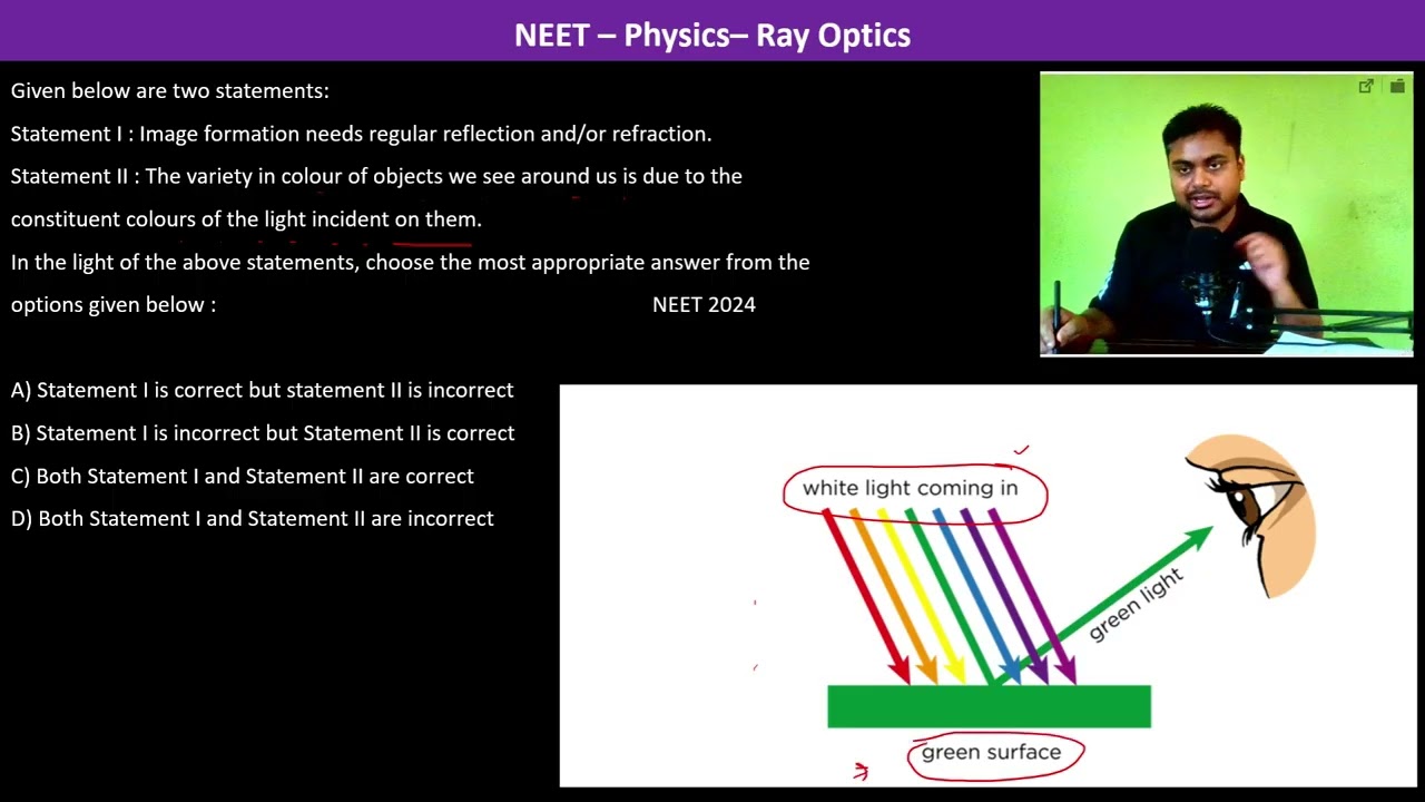 Statement I : Image formation needs regular reflection and/or refraction.  Statement II :The variety