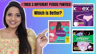 DISPOSABLE PERIOD PANTIES COMPARISON WHISPER / EVEREVE / KOTEX | Ria Rajendran