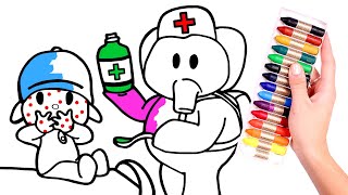 Colorea a ELLY enfermera y a POCOYÓ con varicela  Dibujos para niños