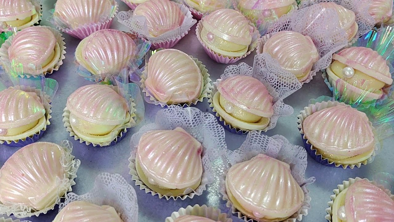 Conchinhas de Chocolate Trufadas para Decoração de Festa Barby Sereia 🎉🐬