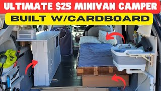 DIY Minivan Camper Built Out of CARDBOARD /Even The Shower!!