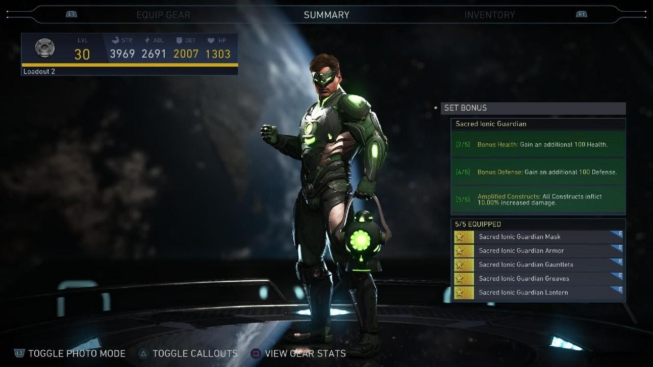 Injustice 2 Green lantern 5 peace sacred gaurdian gear, Battle showcase ...