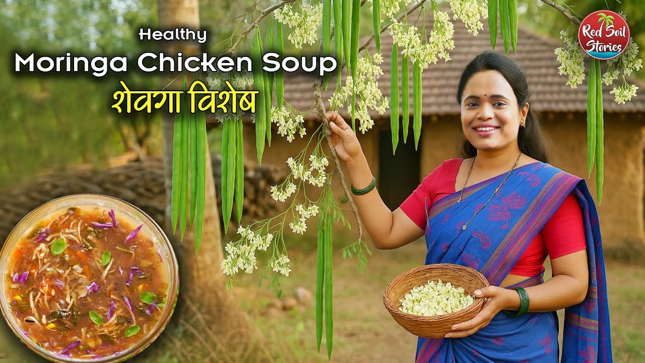 Healthy Moringa Chicken Soup | शेवग्याची भजी, अंडा भुर्जी | Village Cooking | Red Soil Stories