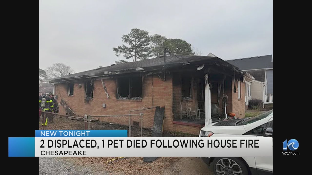 Dog dies, family of two displaced in Chesapeake house fire - YouTube
